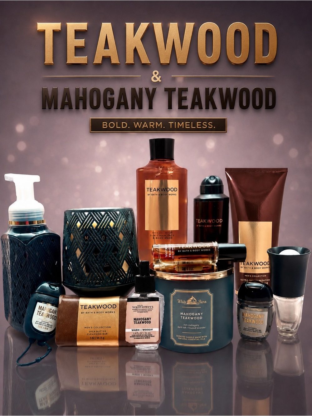 BBW 🪵 Discontinued Teakwood + Mahogany Teakwood 15-Pc Collector Set